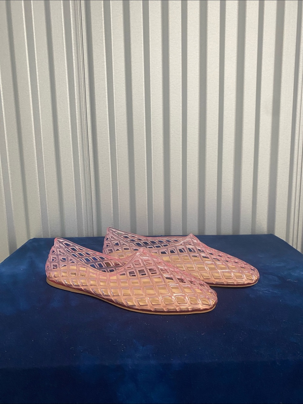 Pink Jelly Lattice Slip-On Flats